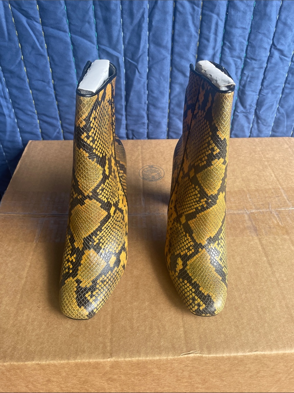 AQUA Soren Snake Print Block Heel Booties Size 9